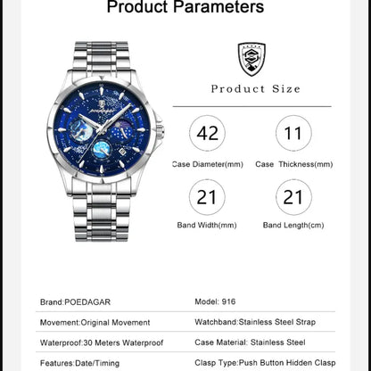 POEDAGAR SPATIAL DESIGN CHRONOGRAPH WATCH