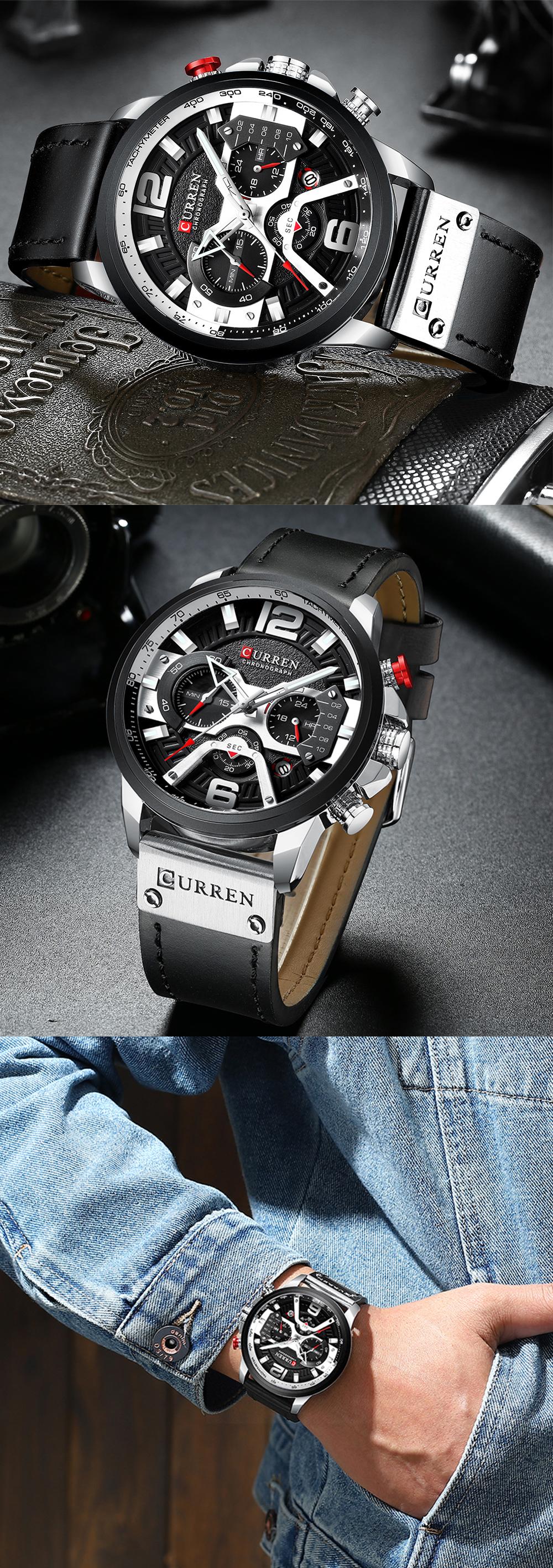 CURREN LEATHER CHRONOGRAPH WATCHES