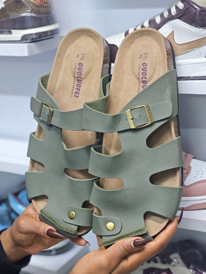 CASUAL BUCKLE CORK SANDALS[CLOSED TOE]