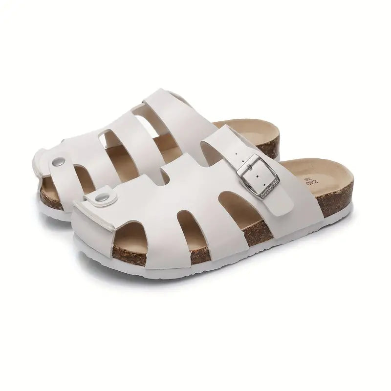 CASUAL BUCKLE CORK SANDALS[CLOSED TOE]