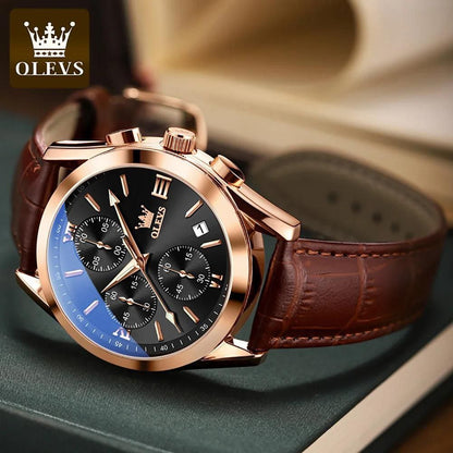 OLEVS CHRONOGRAPH LEATHER WATCH
