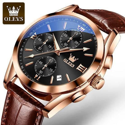 OLEVS CHRONOGRAPH LEATHER WATCH