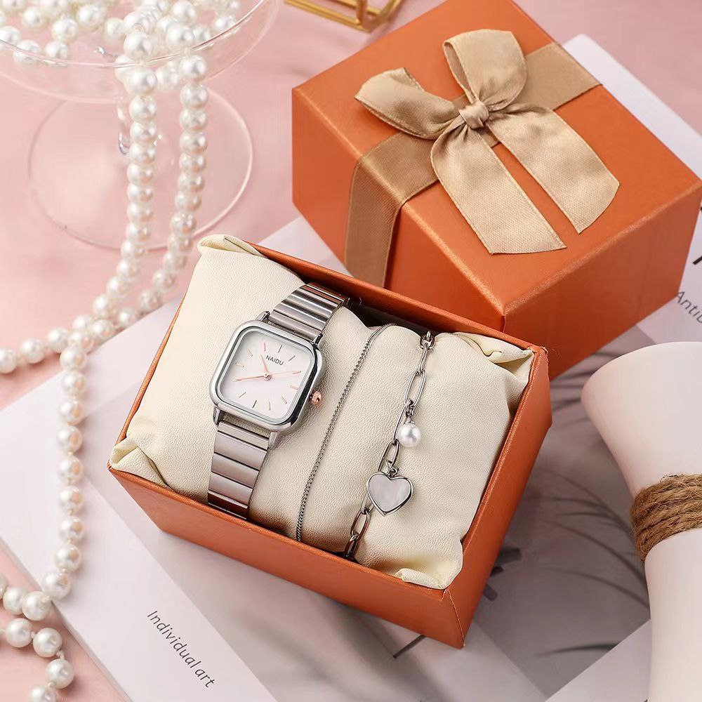 NAIDU WATCH SET WITH LOVE BRACELET[Square-Shaped watch]