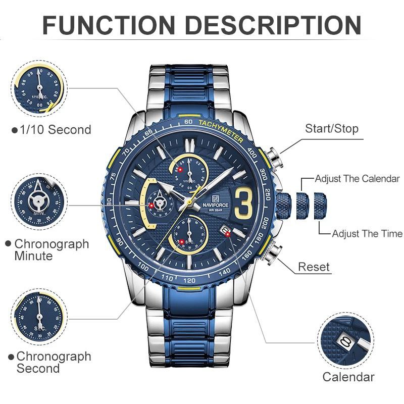 NAVIFORCE NF 8017 CHRONOGRAPH WATCH.