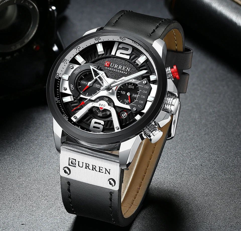 CURREN LEATHER CHRONOGRAPH WATCHES