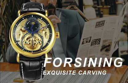 FORSINING AUTOMATIC TOURBILLON LEATHER WATCH.