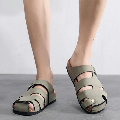 LEATHER CORK SANDALS